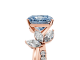 Rose gold Fancy Blue Radiant  Diamond Floral Vine Solitaire Engagement Ring_8