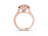 Rose gold Fancy Blue Radiant  Diamond Halo Ring with Milgrain Frame and Pavé Band 3