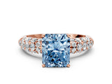 Rose gold Fancy Blue Radiant  Diamond Pavé Band Solitaire Ring with Four-Prong Setting_48