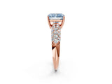 Rose gold Fancy Blue Radiant  Diamond Pavé Band Solitaire Ring with Four-Prong Setting_50