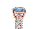 Rose gold Fancy Blue Radiant  Diamond Pavé Band Solitaire Ring with Four-Prong Setting_53