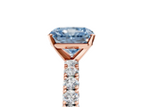 Rose gold Fancy Blue Radiant  Diamond Pavé Band Solitaire Ring with Four-Prong Setting_64