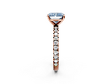 Rose gold Fancy Blue Radiant  Diamond Pavé Band Solitaire with Four-Prong Setting_186