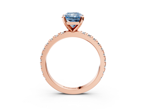 Rose gold Fancy Blue Radiant  Diamond Pavé Band Solitaire with Four-Prong Setting_187