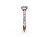 Rose gold Fancy Blue Radiant  Diamond Pavé Band Solitaire with Four-Prong Setting_5
