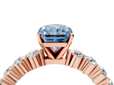 Rose gold Fancy Blue Radiant  Diamond Pavé Band Solitaire with Four-Prong Setting_7