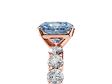 Rose gold Fancy Blue Radiant  Diamond Pavé Band Solitaire with Four-Prong Setting_8