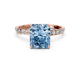 Rose gold Fancy Blue Radiant  Diamond Pavé Band with Six-Prong Setting_47