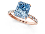 Rose gold Fancy Blue Radiant  Diamond Pavé Band with Six-Prong Setting_48