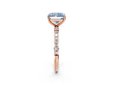 Rose gold Fancy Blue Radiant  Diamond Pavé Band with Six-Prong Setting_49