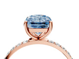 Rose gold Fancy Blue Radiant  Diamond Pavé Band with Six-Prong Setting_51