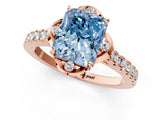 Rose gold Fancy Blue Radiant  Diamond Pave Band with Floral Prong Setting_28