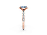Rose gold Fancy Blue Radiant  Diamond Pave Band with Floral Prong Setting_29