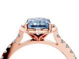 Rose gold Fancy Blue Radiant  Diamond Pave Band with Floral Prong Setting_31