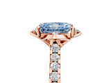 Rose gold Fancy Blue Radiant  Diamond Pave Band with Floral Prong Setting_32