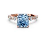 Rose gold Fancy Blue Radiant  Diamond Prong Set Engagement Ring with Pave Band_184