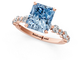 Rose gold Fancy Blue Radiant  Diamond Prong Set Engagement Ring with Pave Band_185