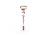 Rose gold Fancy Blue Radiant  Diamond Prong Set Engagement Ring with Pave Band_186