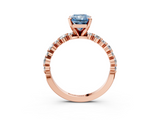Rose gold Fancy Blue Radiant  Diamond Prong Set Engagement Ring with Pave Band_187