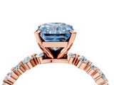 Rose gold Fancy Blue Radiant  Diamond Prong Set Engagement Ring with Pave Band_188