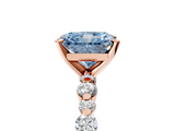Rose gold Fancy Blue Radiant  Diamond Prong Set Engagement Ring with Pave Band_189