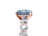 Rose gold Fancy Blue Radiant  Diamond Prong Setting with Side Stones on a Pave Band_144