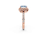 Rose gold Fancy Blue Radiant  Diamond Solitaire Ring with Shared Prong Pavé Band_56