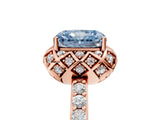 Rose gold Fancy Blue Radiant  Diamond Solitaire Ring with Shared Prong Pavé Band_59