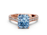 Rose gold Fancy Blue Radiant  Diamond Solitaire with Pave Band and Six-Prong Setting_20