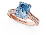 Rose gold Fancy Blue Radiant  Diamond Solitaire with Pave Band and Six-Prong Setting_21