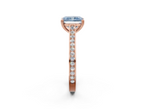 Rose gold Fancy Blue Radiant  Diamond Solitaire with Pave Band and Six-Prong Setting_22