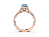Rose gold Fancy Blue Radiant  Diamond Solitaire with Pave Band and Six-Prong Setting_23