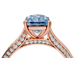 Rose gold Fancy Blue Radiant  Diamond Solitaire with Pave Band and Six-Prong Setting_24