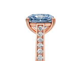 Rose gold Fancy Blue Radiant  Diamond Solitaire with Pave Band and Six-Prong Setting_25
