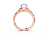 Rose gold Fancy Blue Radiant  Diamond Three-Stone Pave Band with Four-Prong Setting_23