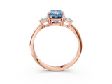 Rose gold Fancy Blue Radiant  Diamond Three-Stone Ring with Trapezoid Side Stones and Prong Setting_20