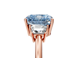 Rose gold Fancy Blue Radiant  Diamond Three-Stone Ring with Trapezoid Side Stones and Prong Setting_22