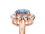 Rose gold Fancy Blue Radiant  Halo Cluster Diamond Engagement Ring with Prong Setting and Polished Band_30