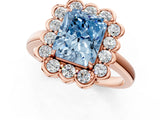 Rose gold Fancy Blue Radiant  Halo Cluster Diamond Engagement Ring with Solitaire Band and Prong Setting_50