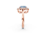 Rose gold Fancy Blue Radiant  Halo Cluster Diamond Engagement Ring with Solitaire Band and Prong Setting_51
