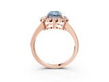 Rose gold Fancy Blue Radiant  Halo Cluster Diamond Engagement Ring with Solitaire Band and Prong Setting_52