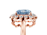 Rose gold Fancy Blue Radiant  Halo Cluster Diamond Engagement Ring with Solitaire Band and Prong Setting_54