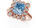 Rose gold Fancy Blue Radiant  Halo Diamond Cluster Engagement Ring with Milgrain Bezel Setting and Solitaire Band_46