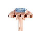 Rose gold Fancy Blue Radiant  Halo Diamond Cluster Engagement Ring with Milgrain Bezel Setting and Solitaire Band_50