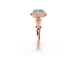 Rose gold Fancy Blue Radiant  Halo Diamond Engagement Ring with Filigree Band and Four-Prong Setting_83