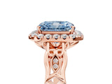 Rose gold Fancy Blue Radiant  Halo Diamond Engagement Ring with Filigree Band and Four-Prong Setting_86