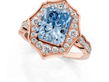 Rose gold Fancy Blue Radiant  Halo Diamond Engagement Ring with Milgrain Band and Four-Prong Setting_55