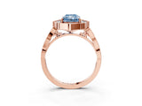 Rose gold Fancy Blue Radiant  Halo Diamond Engagement Ring with Milgrain Band and Four-Prong Setting_57