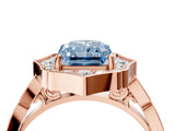 Rose gold Fancy Blue Radiant  Halo Diamond Engagement Ring with Milgrain Band and Four-Prong Setting_58