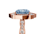 Rose gold Fancy Blue Radiant  Halo Diamond Engagement Ring with Milgrain Band and Four-Prong Setting_59